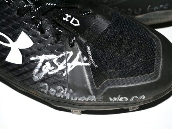 TJ Rumfield 2024 Scranton Wilkes-Barre RailRiders Game Worn & Signed Black & White Under Armour Baseball Cleats